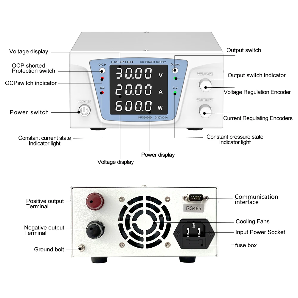 Wanptek RS485/RS232 Catu Daya  - Programmable Dc Power Supply 60V 10A ulasan dan harga